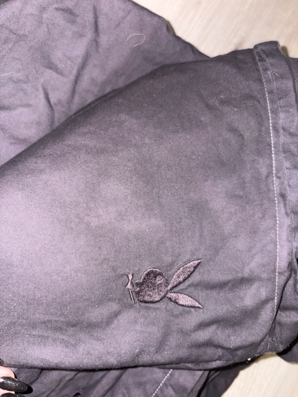 Black Embroidered playboy Bunny Jacket for comforter and pillow case queen